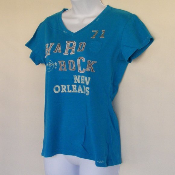 HARD ROCK CAFE New Orleans Tshirt, Ladies M, Bright Blue, SS - Picture 4 of 8